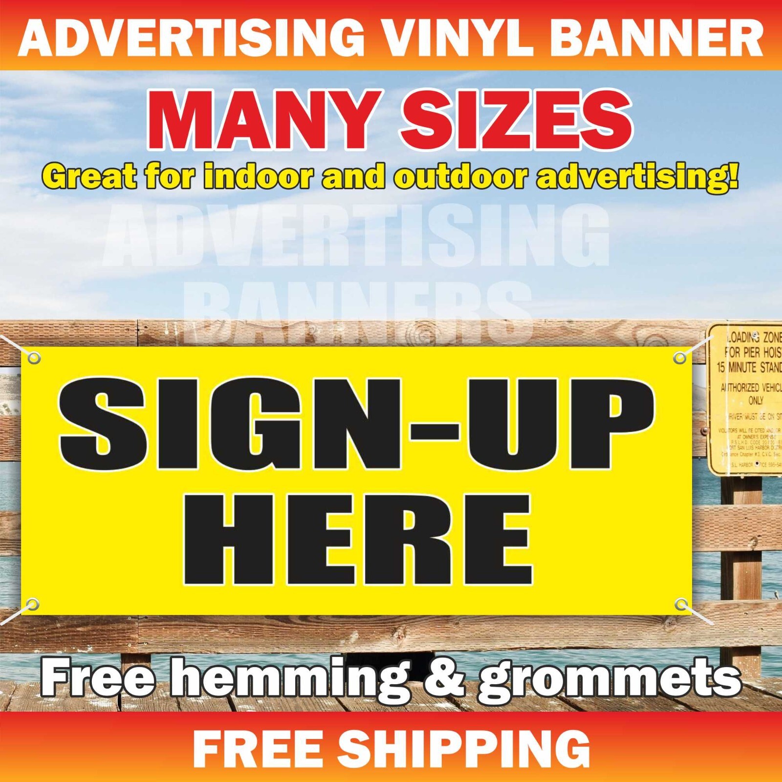 SIGN-UP HERE Advertising Banner Vinyl Mesh Sign Event Welcome Free Shipping