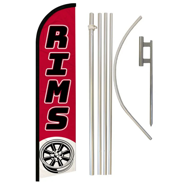 Rims Full Curve Windless Swooper Flag Pole Kit Auto Wheels Rims