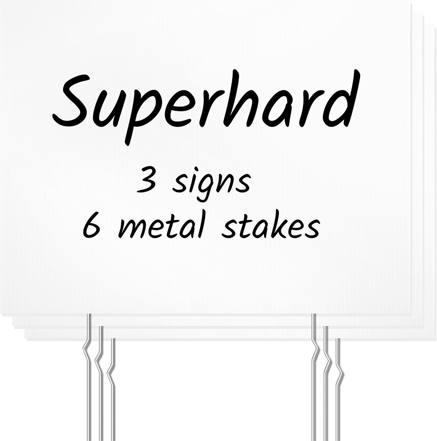 3 Pack Blank Yard Signs, Blank Unprinted Board Signs with 6 Metal Stakes, All…