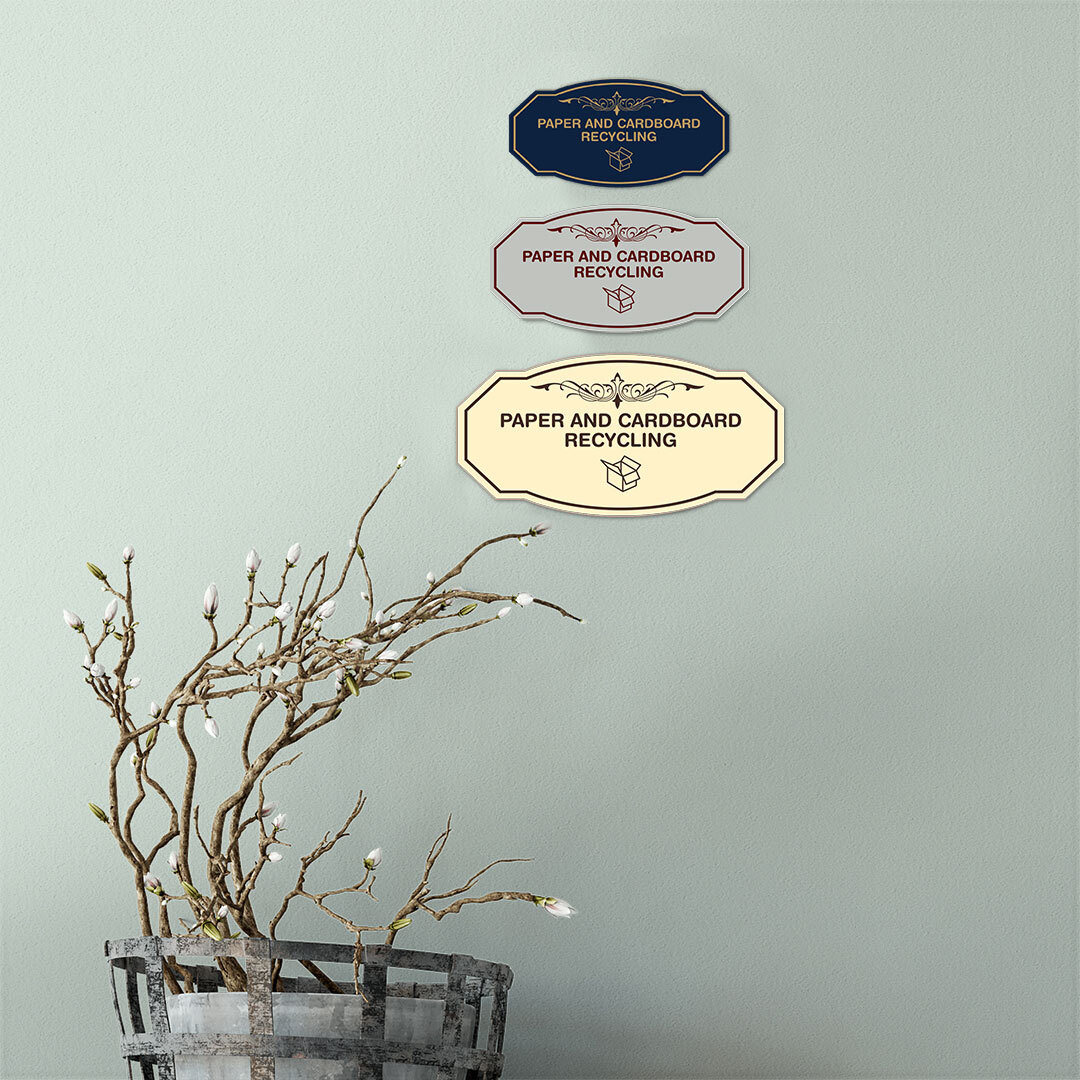 Signs ByLITA Victorian Paper and Cardboard Recycling Wall or Door Sign