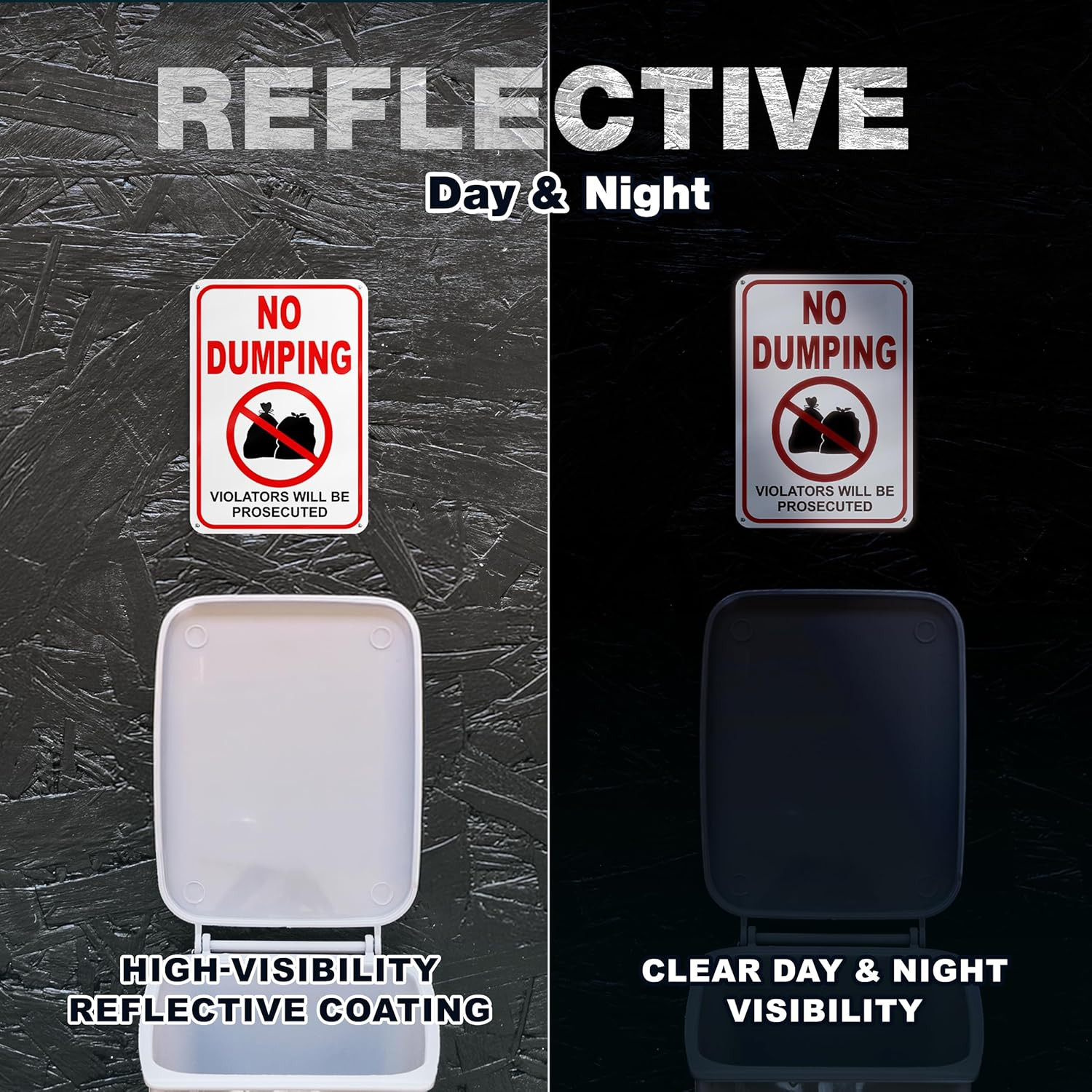 No Dumping Signs, 2 Pack 10 x 7 Inch Reflective Aluminum No Littering Sign Outdo