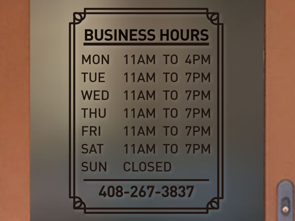RETRO STORE BUSINESS HOURS COLORS and Sizes PERSONALIZED Sign Store Decal