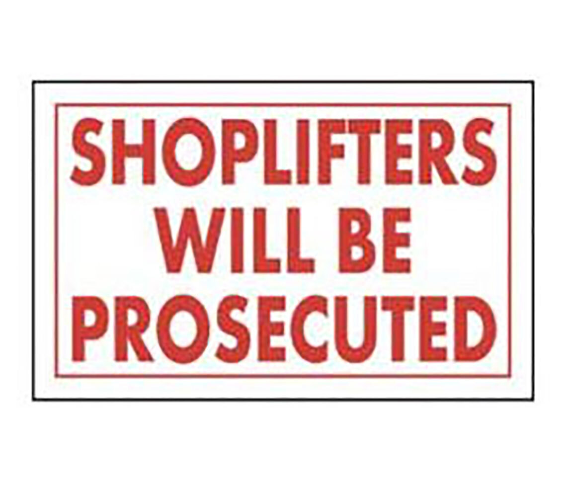 Shoplifters Will Be Prosecuted Policy Sign Card – Pack of 3