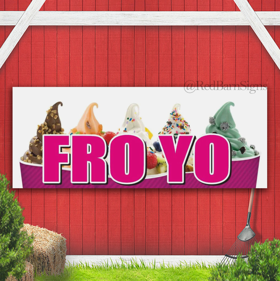FRO-YO Yogurt Smoothie Milkshake Ice Cream Indoor Outdoor Banner Sign