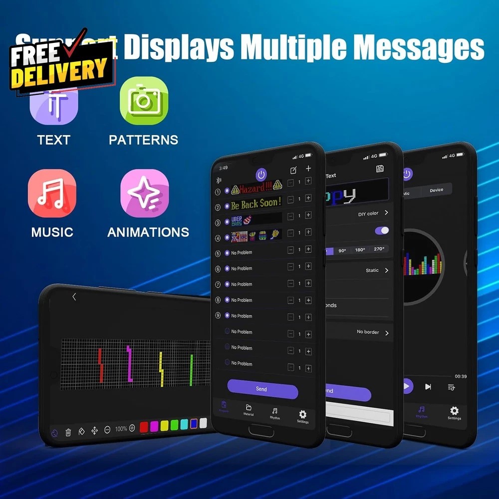Programmable LED Signs Flexible Scrolling LED Display Bluetooth APP Control…..