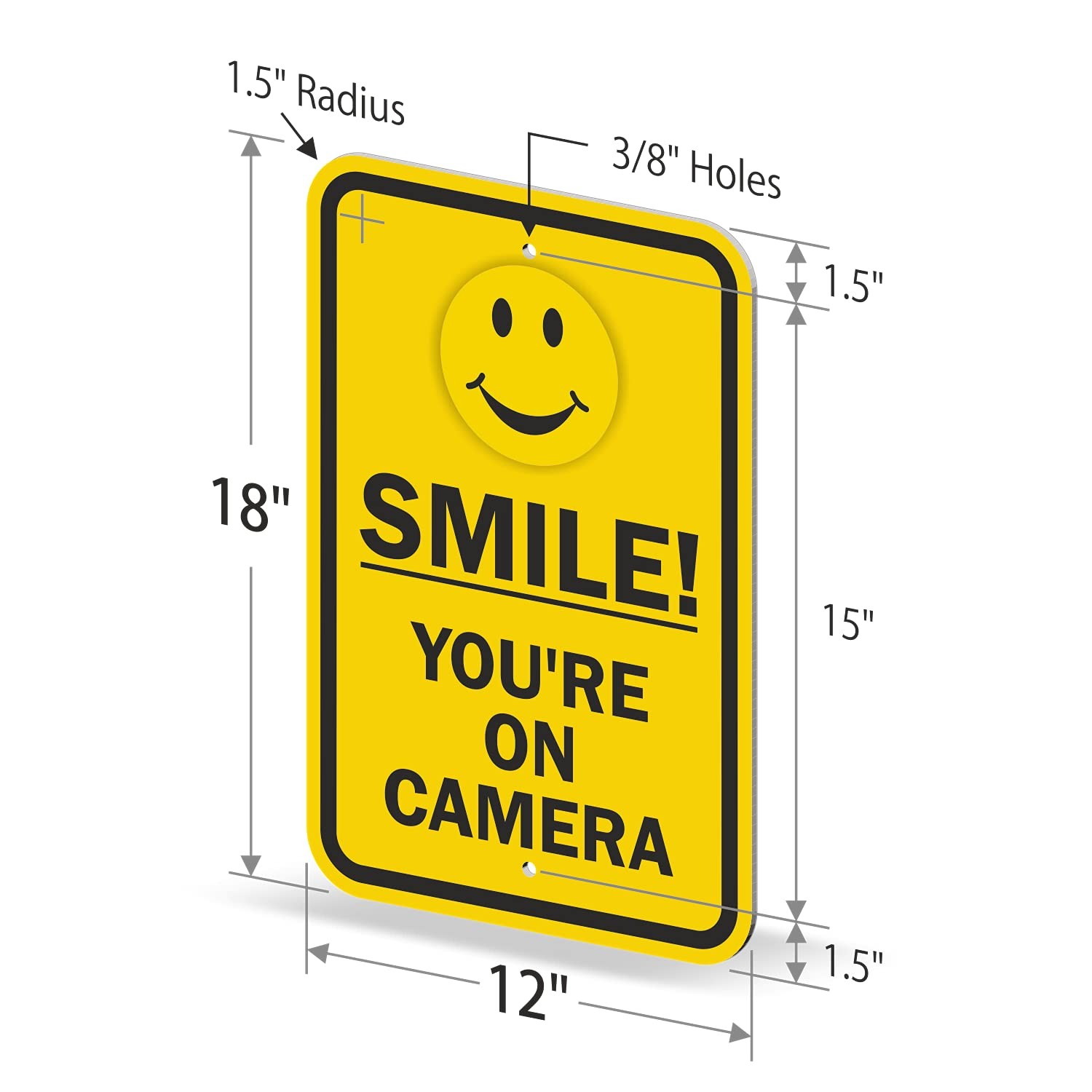 Smile You’re On Camera Sign 12×18 Inch Aluminum Security Property Warning