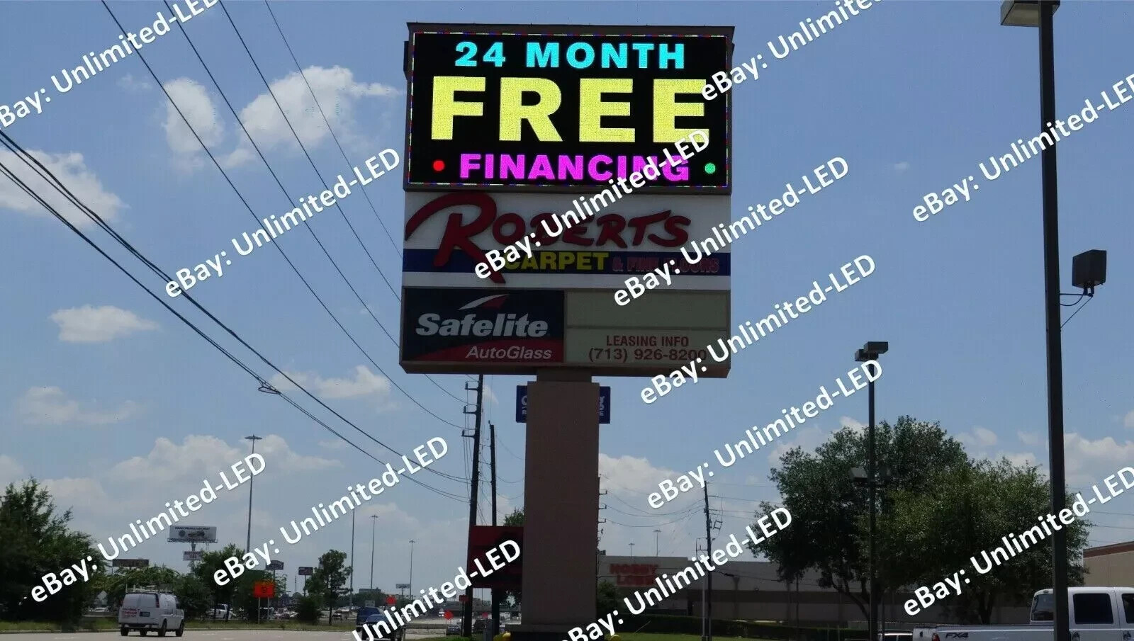 P10 LED Billboard Sign 5×15 FT Double-Sided Outdoor Full-Color Programmable Disp