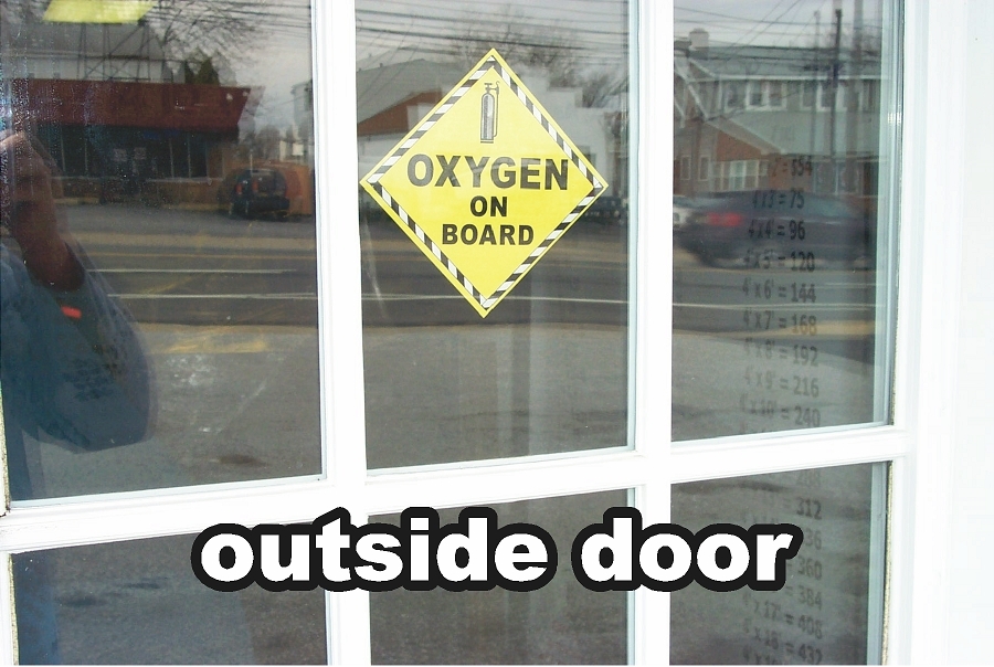SET OF 3 OXYGEN ON BOARD BUBBLE FREE STATIC CLINGS FOR DOOR CAR WINDOWS OR DOOR