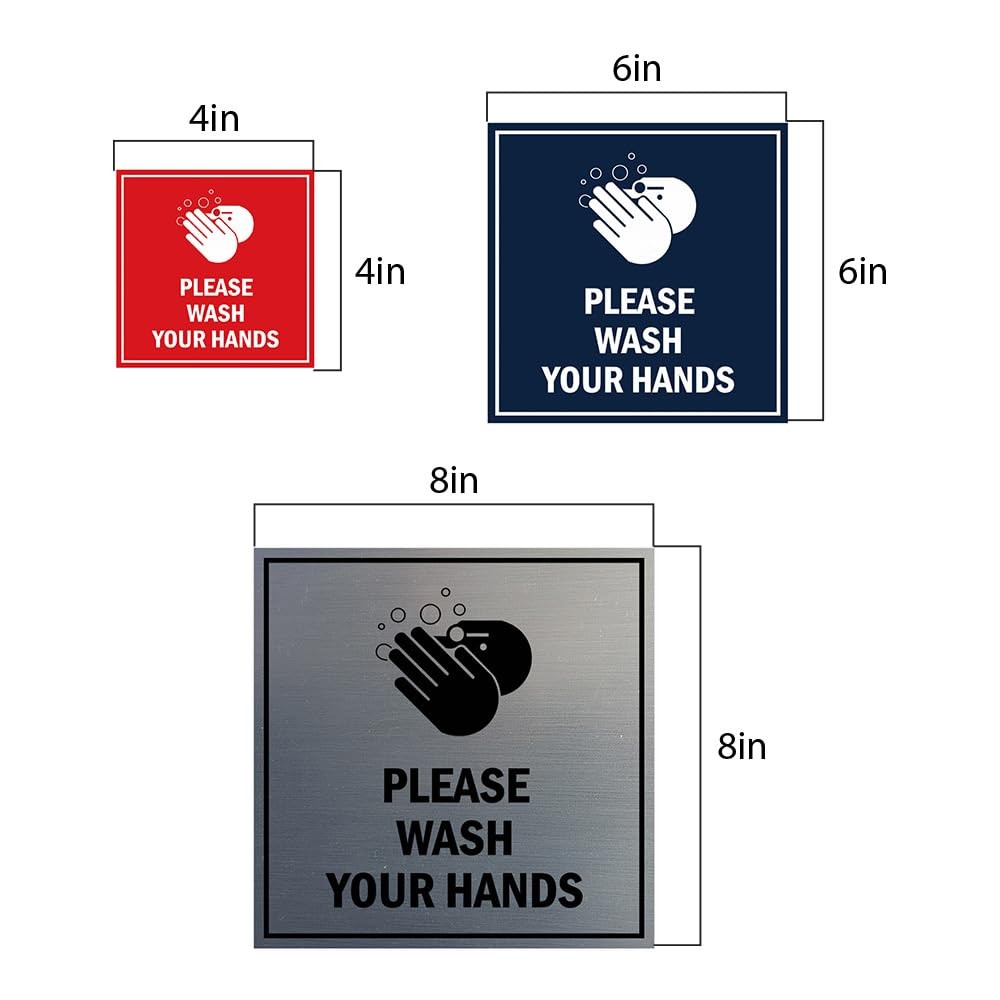 Medium Square Red Please Wash Your Hands Sign Adhesive Tape Wall Decal