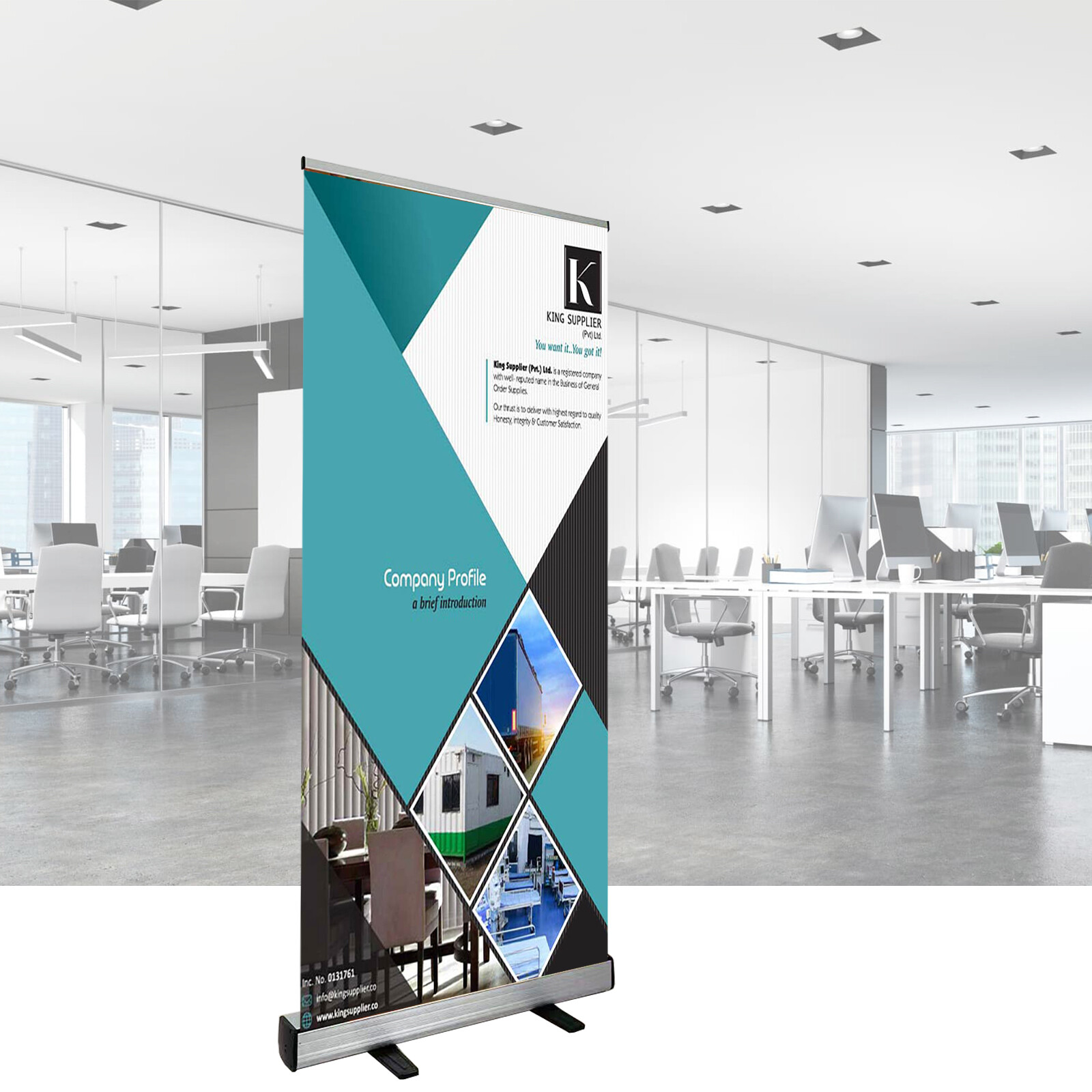 Retractable Roll Up Banner Stand Conference Display Promotion Sign(Stand Only)