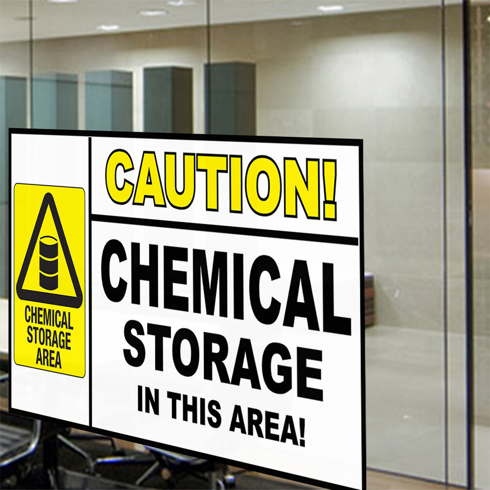 Decal Stickers Caution! Chemical Storage Safety Vinyl Store Sign Label