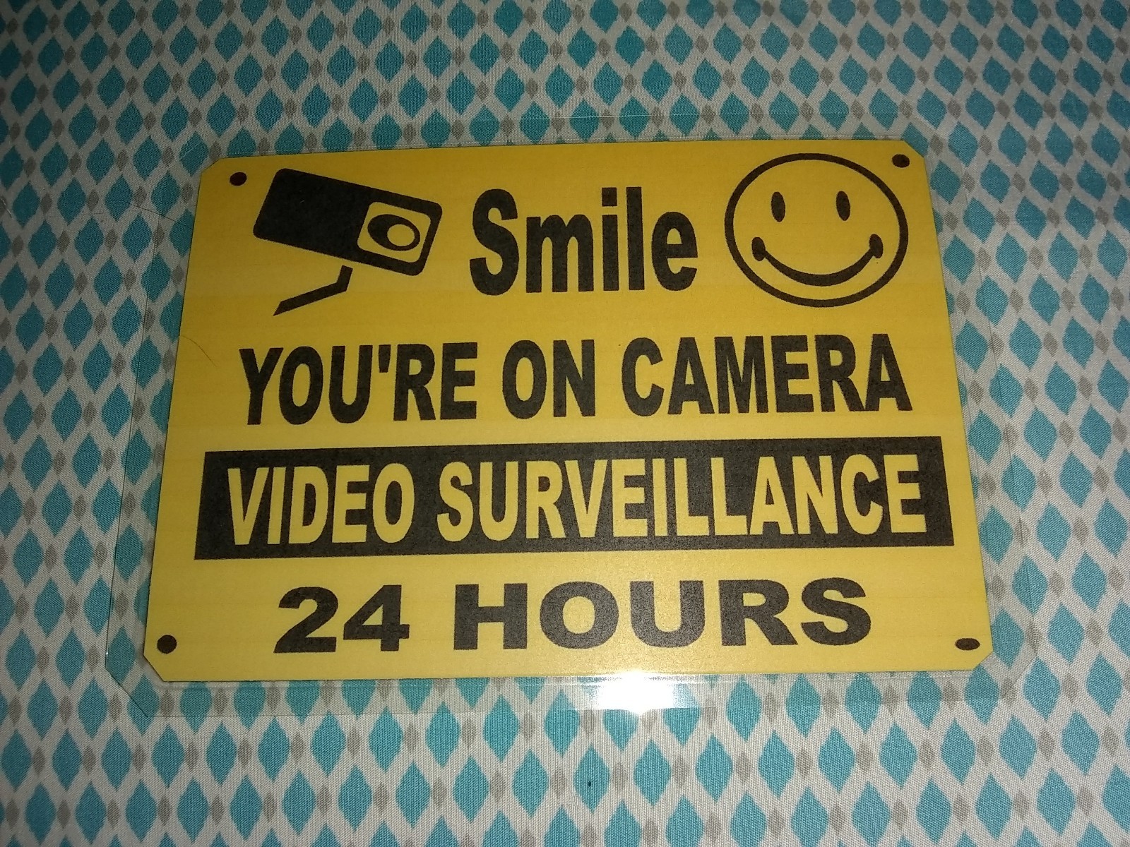 1x SMILE YOU’RE ON CAMERA Warning Security Yellow Sign 7″ Wide x 5″ Height