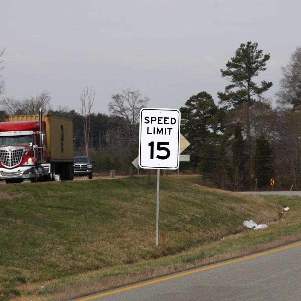 Large Speed Limit 15 MPH Sign, 18″x 12″ .04″ Aluminum Reflective Sign Rust Free