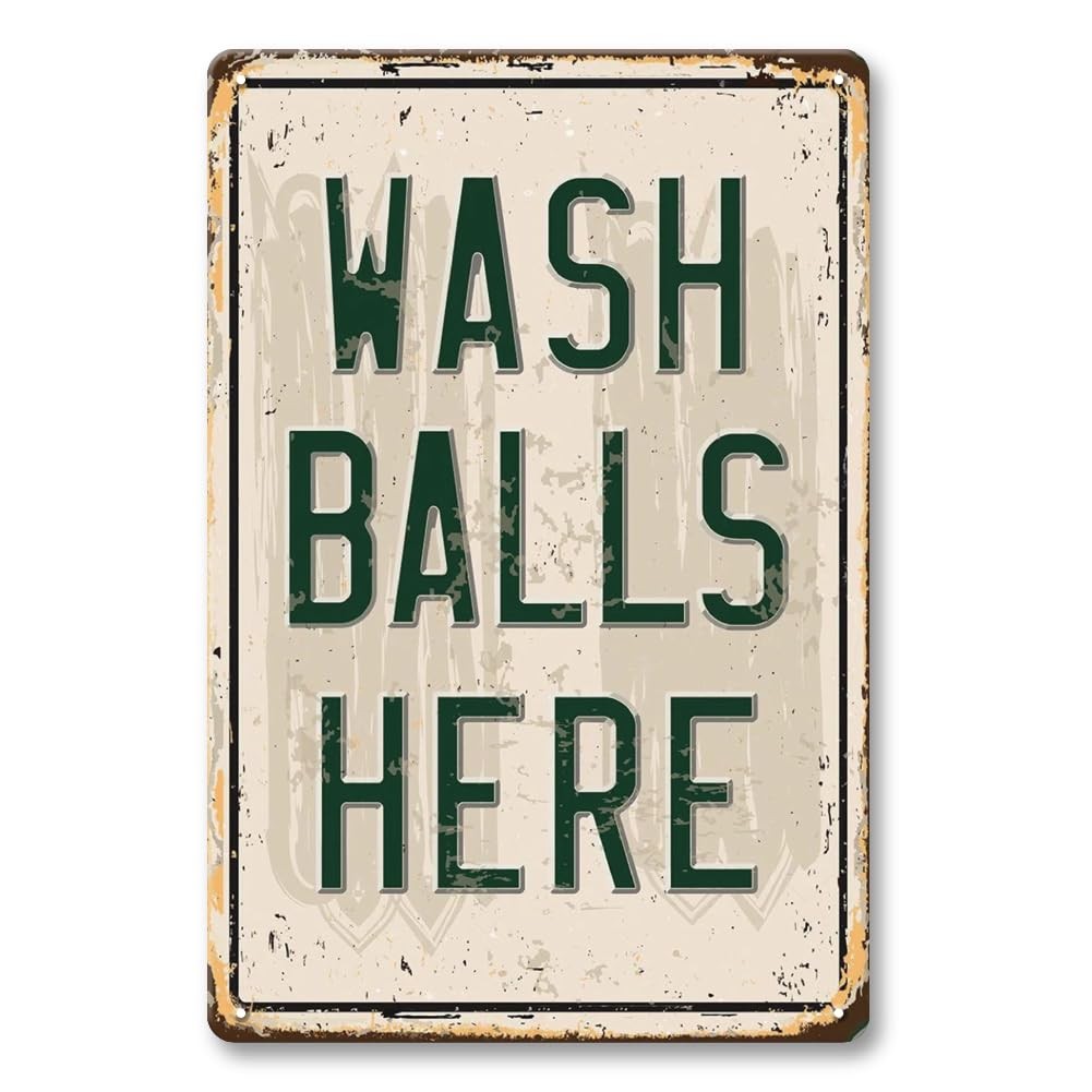 Wash Balls Here Sign – Golf Wall Art Decor, Vintage Metal Sign for Golf Wall,…