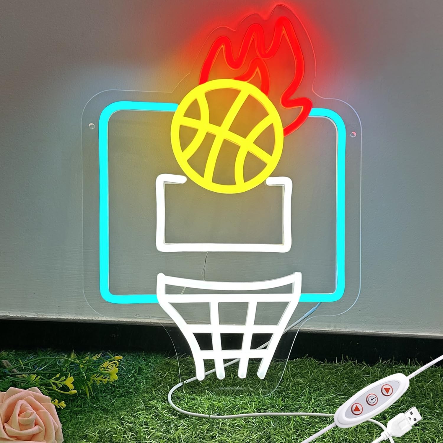 Basketball Neon Sign,Dimmable LED Neon Signs for Wall Decoration, USB Powered…