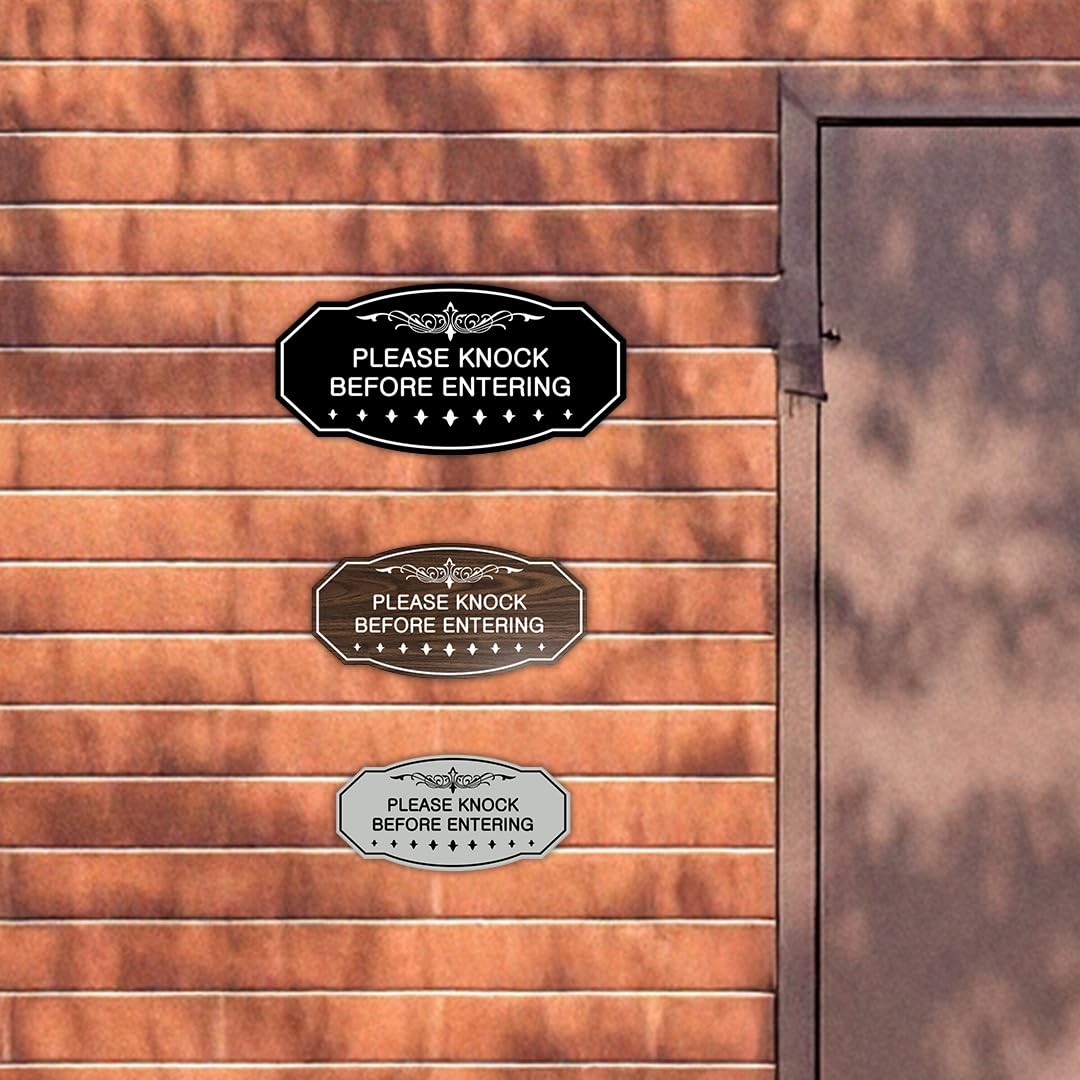 Signs ByLITA Victorian Please Knock Before Entering Sign (Black Gold) – Large