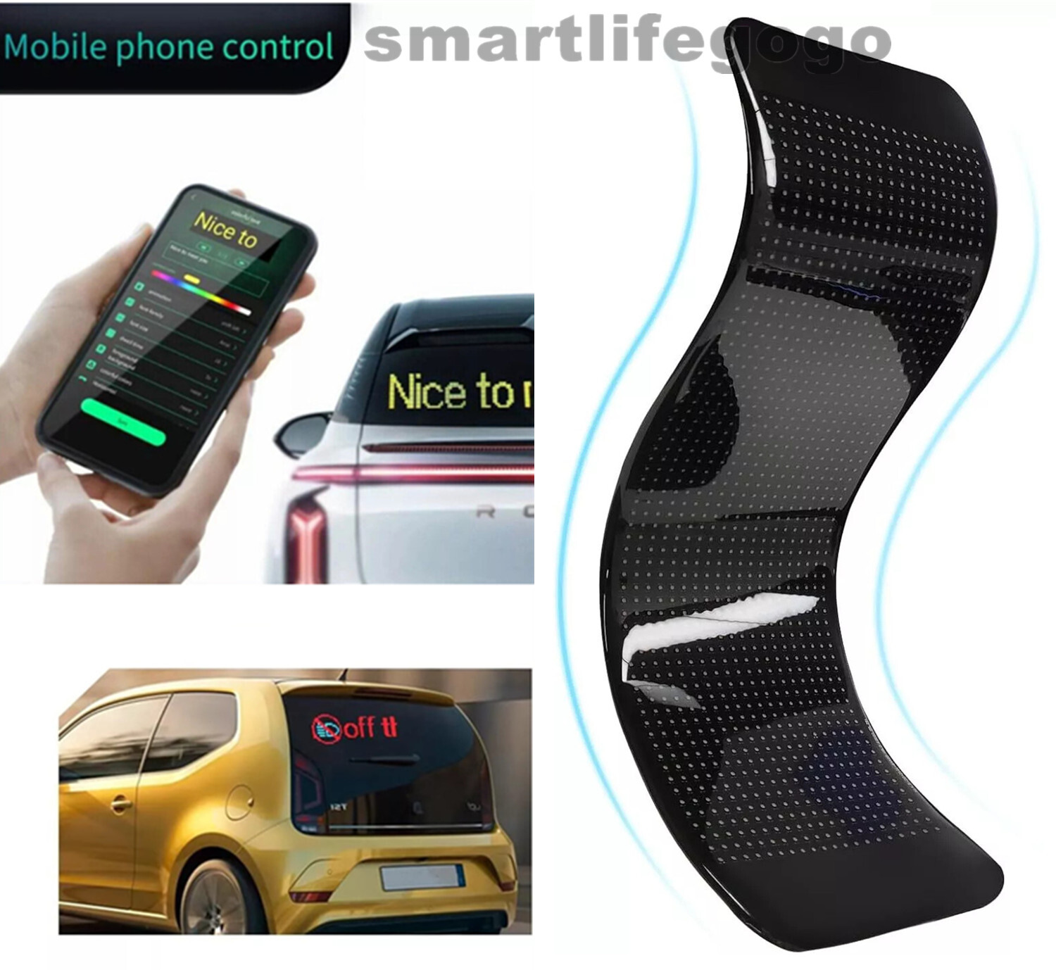 Car Truck Windshield Flexible LED Display Screen Blinking Eyes Animated Screen