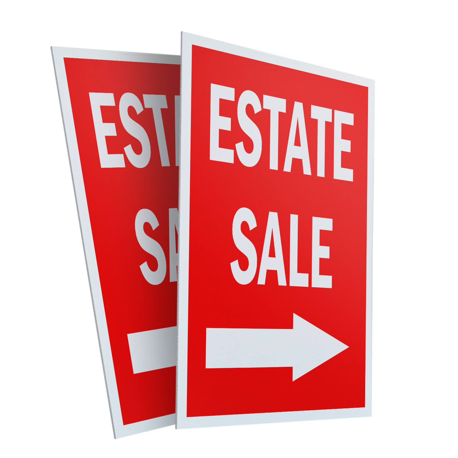 Estate Sale With Arrow 24″ x 36″ 2 Pack Of Store Sign Plastic Or Decal