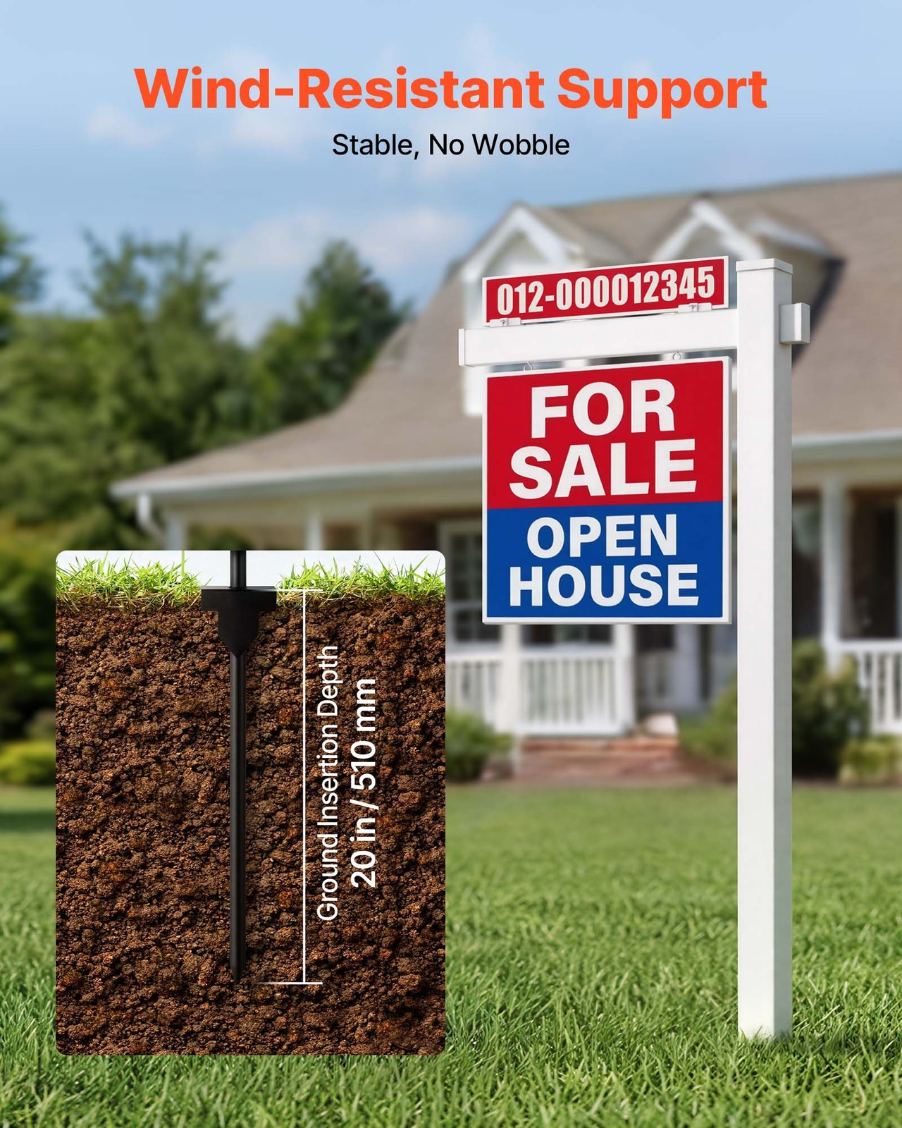 VEVOR Real Estate Sign Post PVC Realtor Yard Sign Holder 6 ft Tall White 2-Pack
