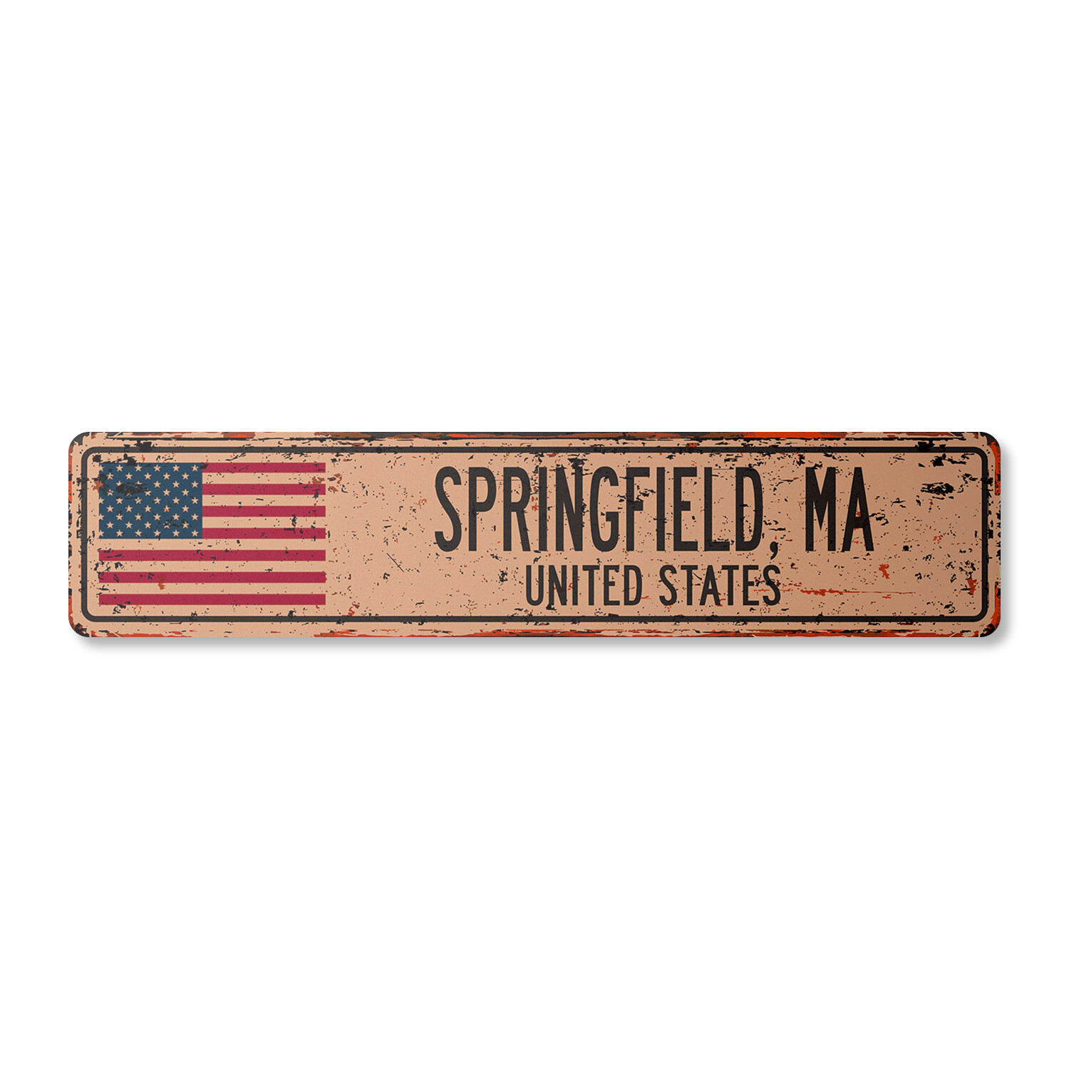 SPRINGFIELD MA UNITED STATES Vintage Street Sign American flag city country rust