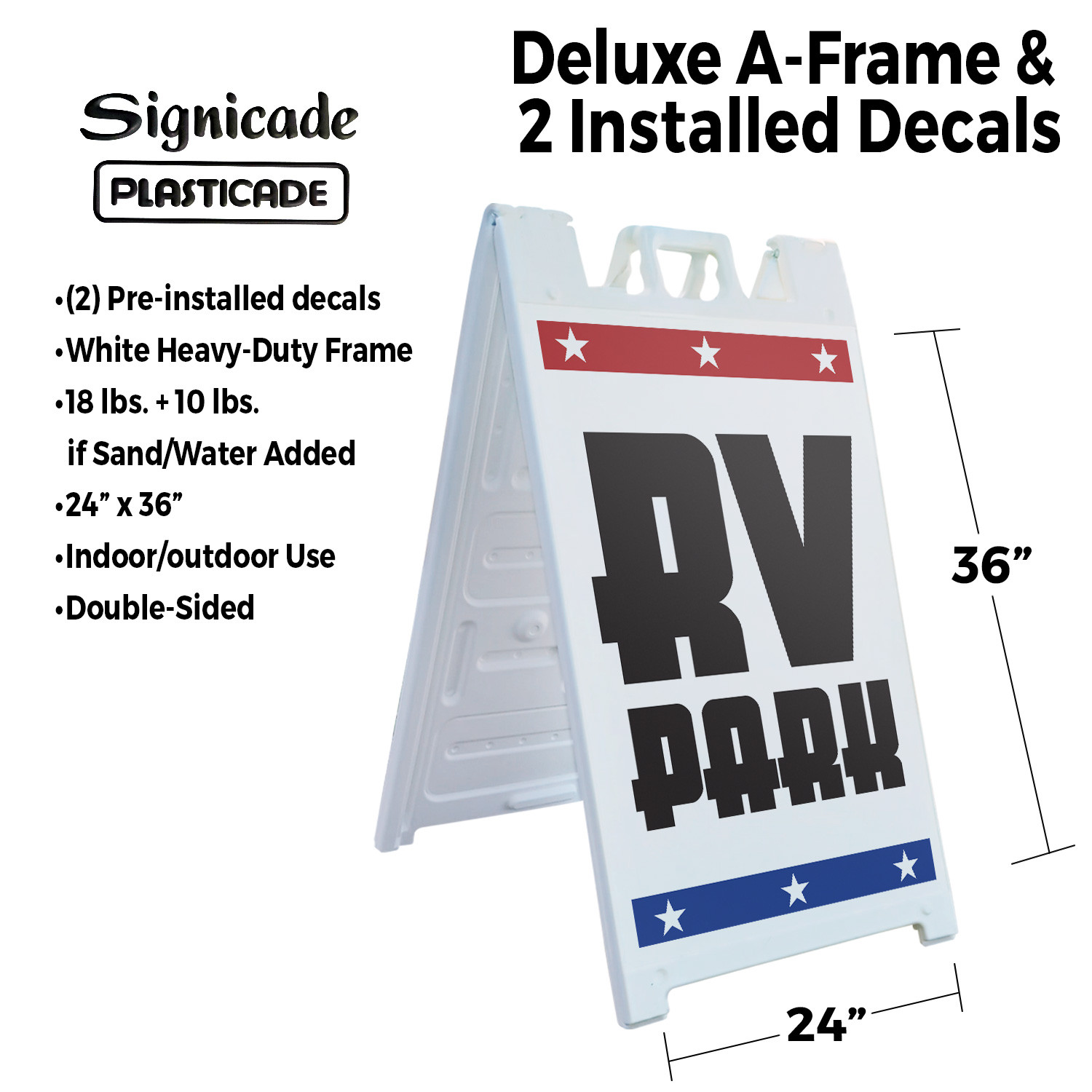 RV Park Heavy Duty A-Frame Sidewalk Sign Outdoor Adventures Camping Sites Clear