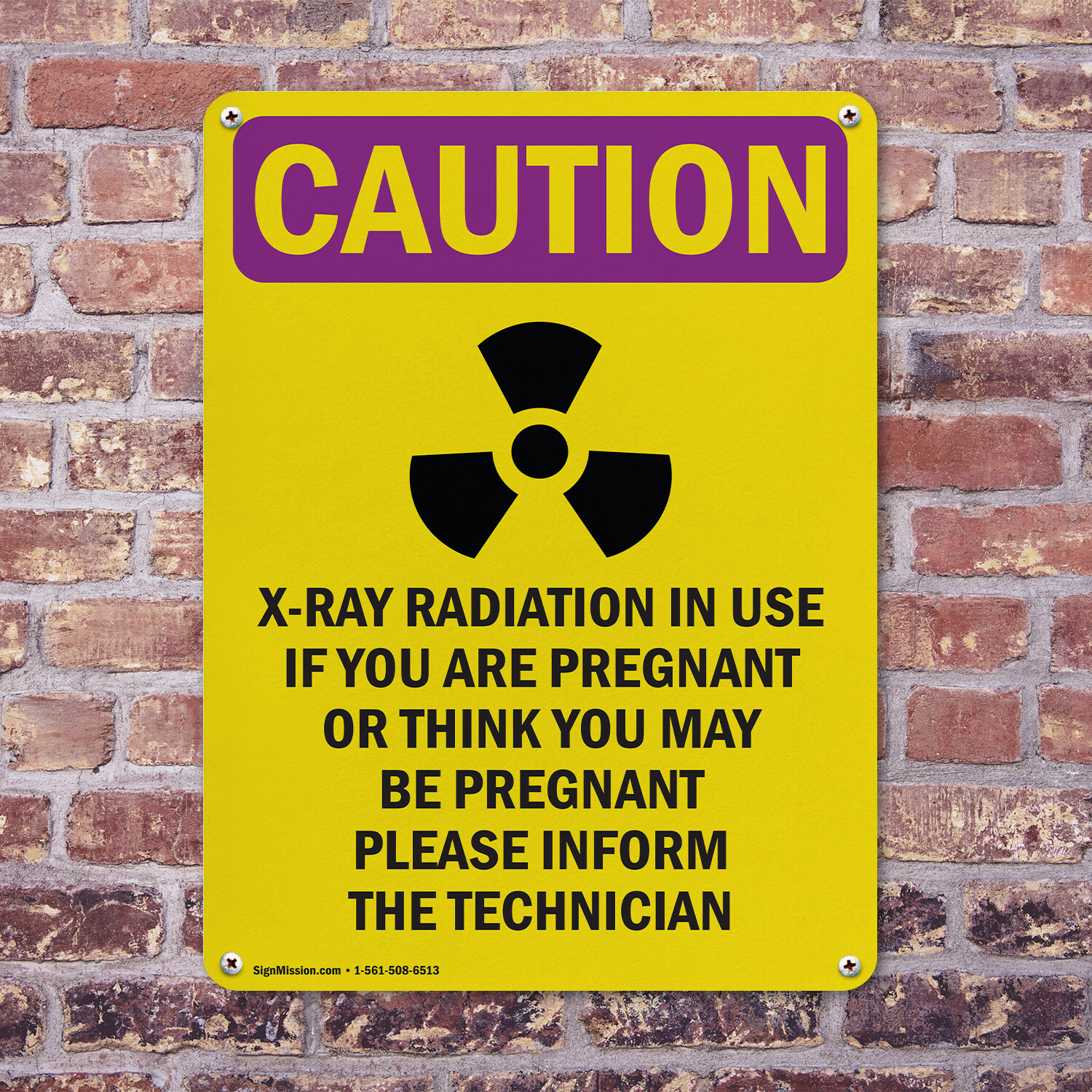(2 Pack) X-Ray Radiation In With Symbol OSHA Caution Radiation Sign Decal Metal