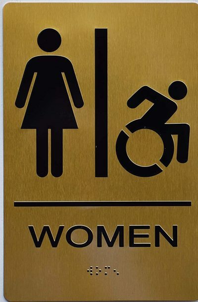 Women ACCESSIBLE Restroom Sign Gold (Aluminium, Gold/Black,…REF24-1027