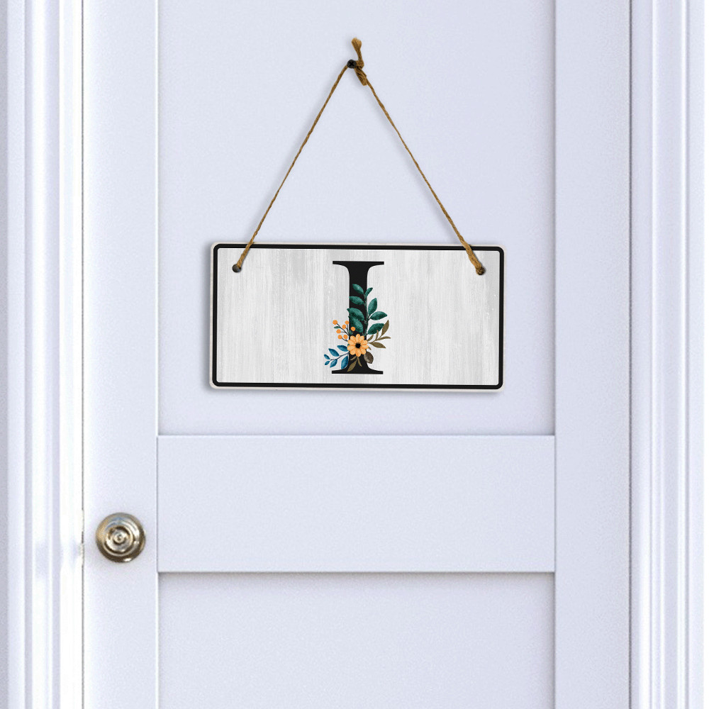 I Flower Decor 5×10 Hanging Wall or Door Sign | Alphabet Letter Room Decoration