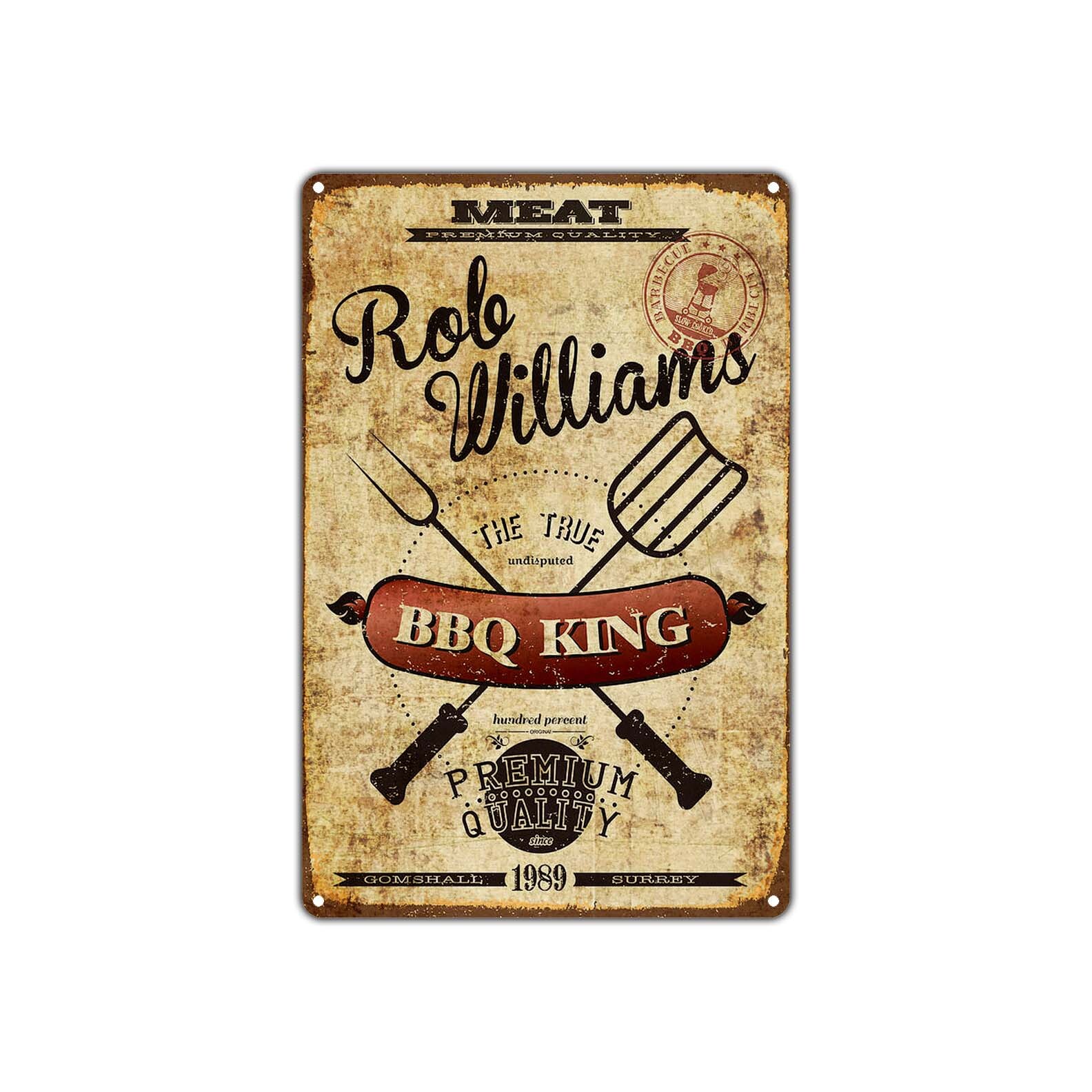 Role William The true BBQ King Vintage Sign For Hotels Restaurant Bar Metal Sign