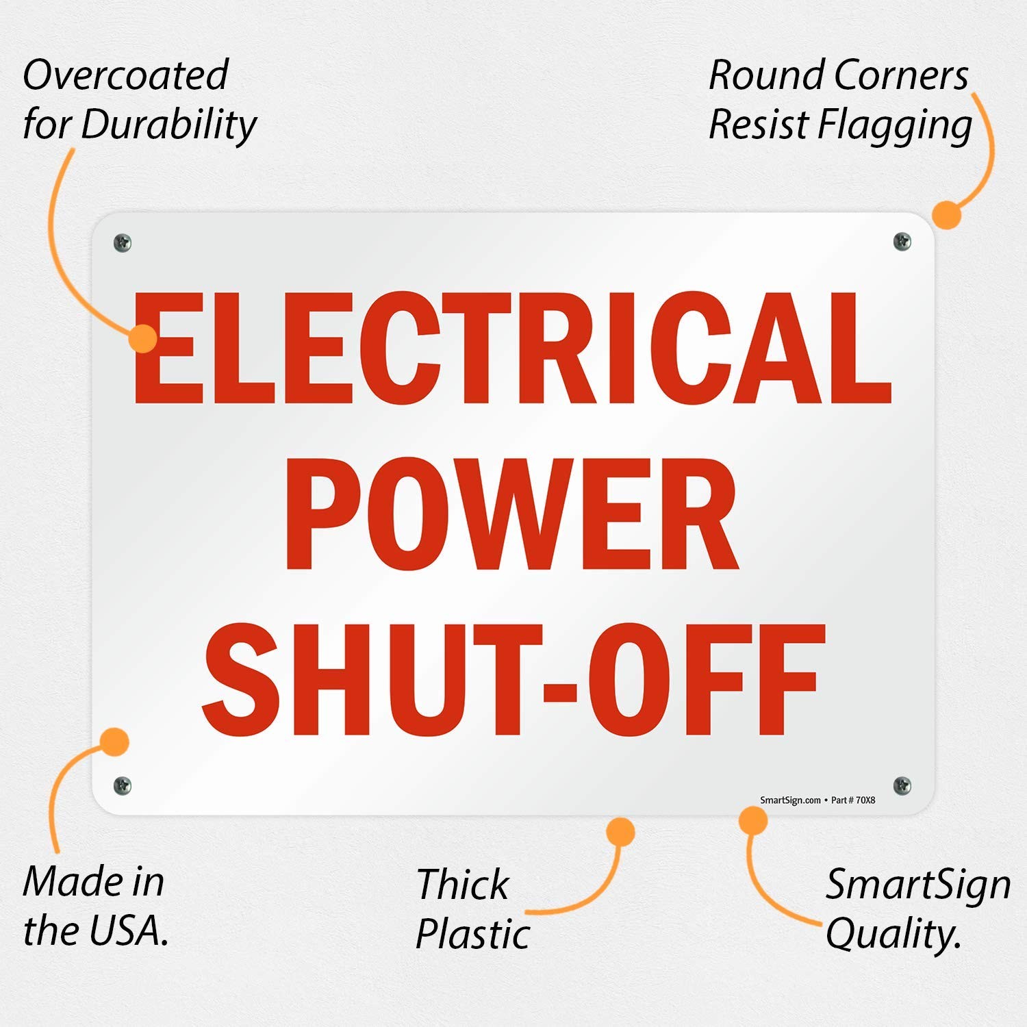 SmartSign “Warning – Electrical Power Shut-Off” Sign | 10″ x 14″ Plastic