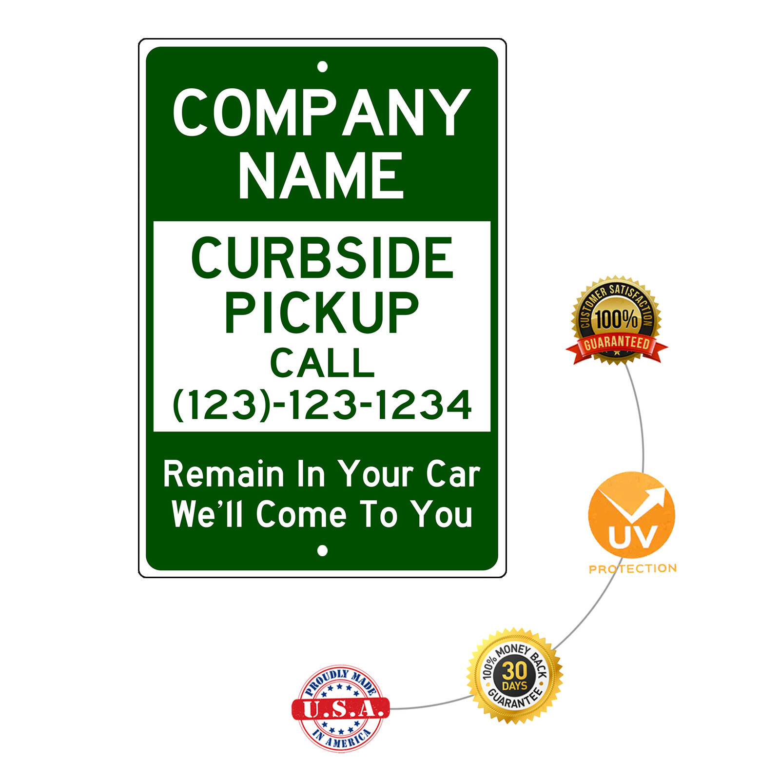 Custom Sign Curbside Pickup Custom Number Name Personalized Aluminum Metal Sign