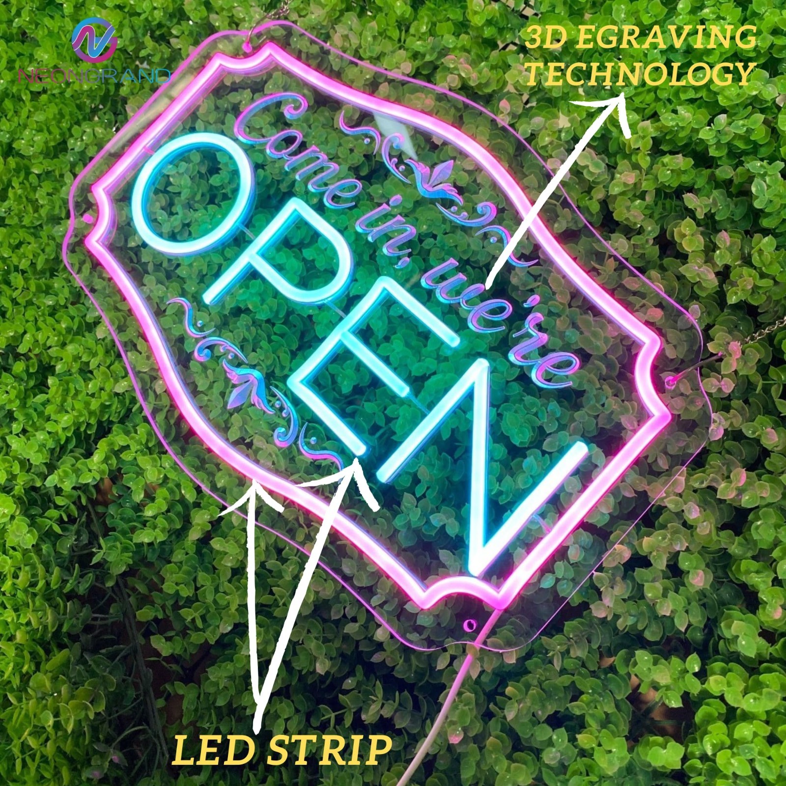 Bright LED Neon Open Sign – Adjustable Brightness for Business, Party, Bar, Salo