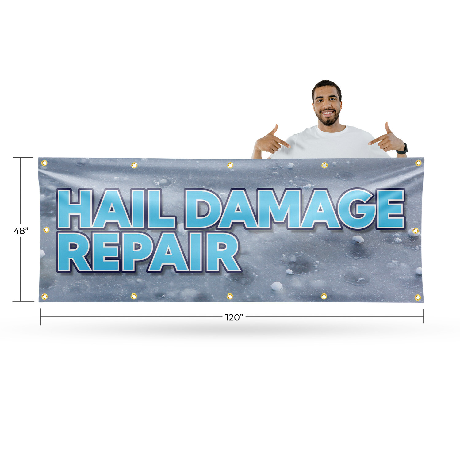 Hail Damage Repair Vinyl Banner Sign with Metal Grommets Heavy-Duty