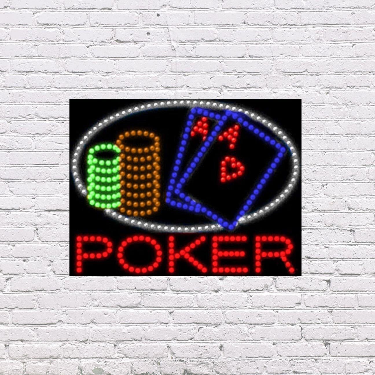 LED Poker Sign | Light Up Sign | 20″h x 26″w x 1″d