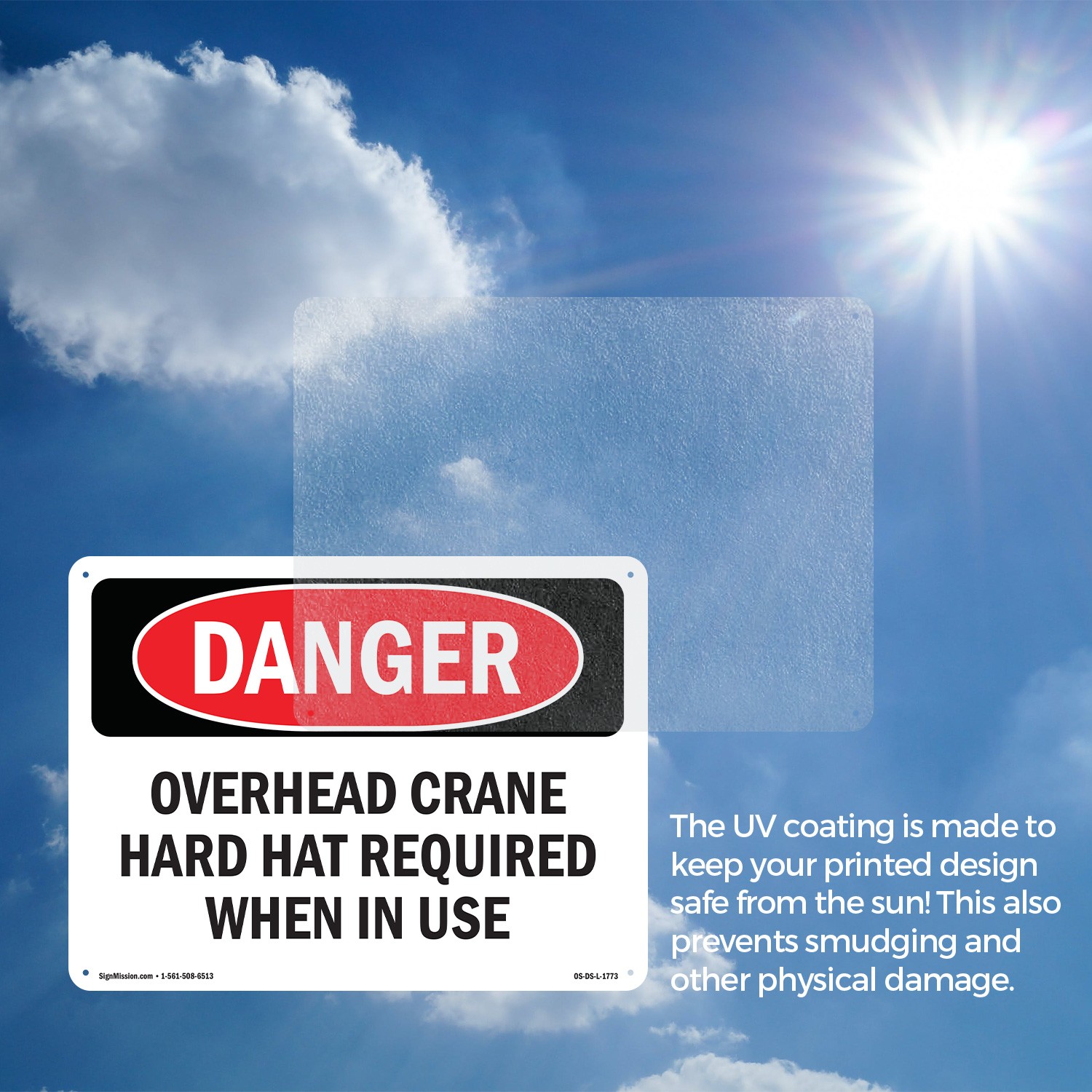 Overhead Crane Hard Hat Required OSHA Danger Sign Metal, Decal – 5 or 10 Pack
