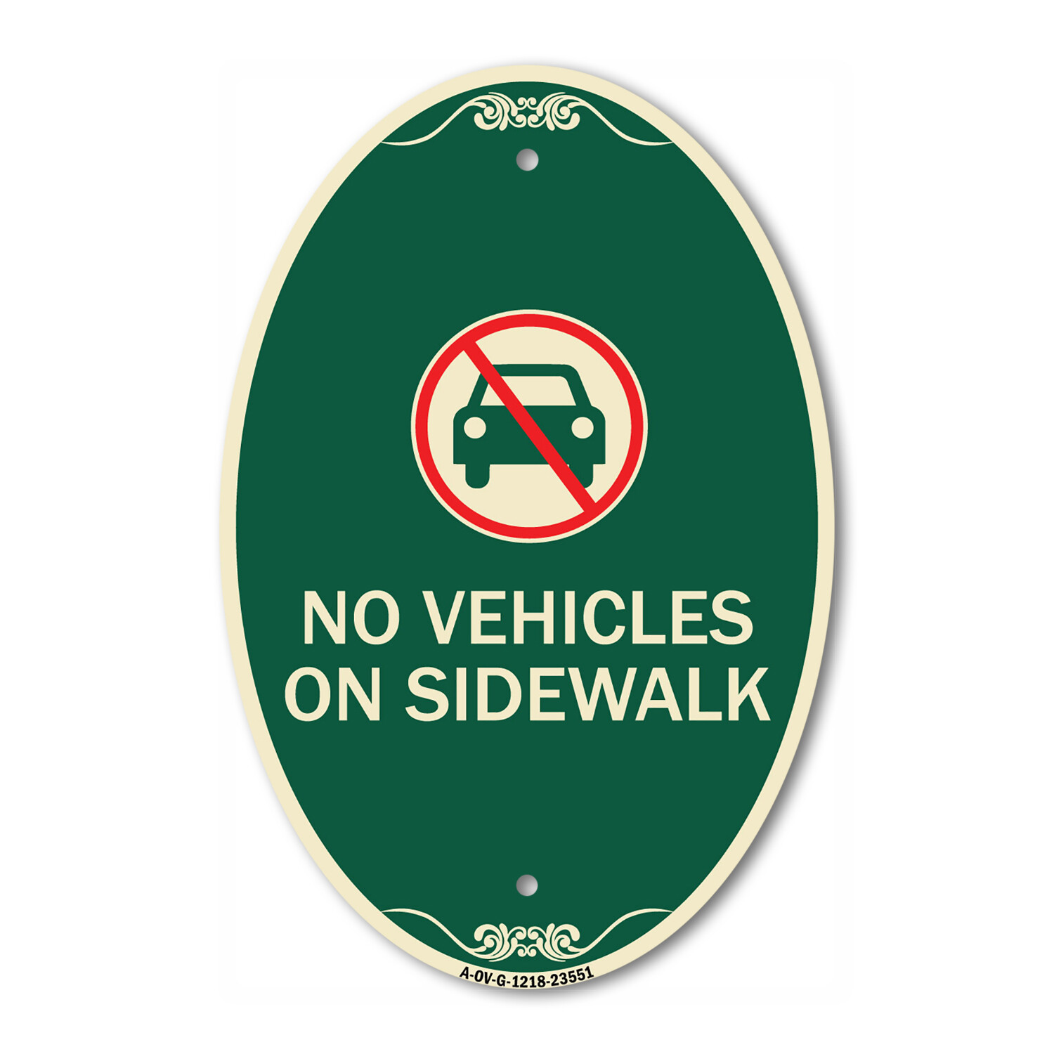 SignMission Designer Series Sign – No Vehicles on Sidewalk 12″ x 18″ Metal Sign