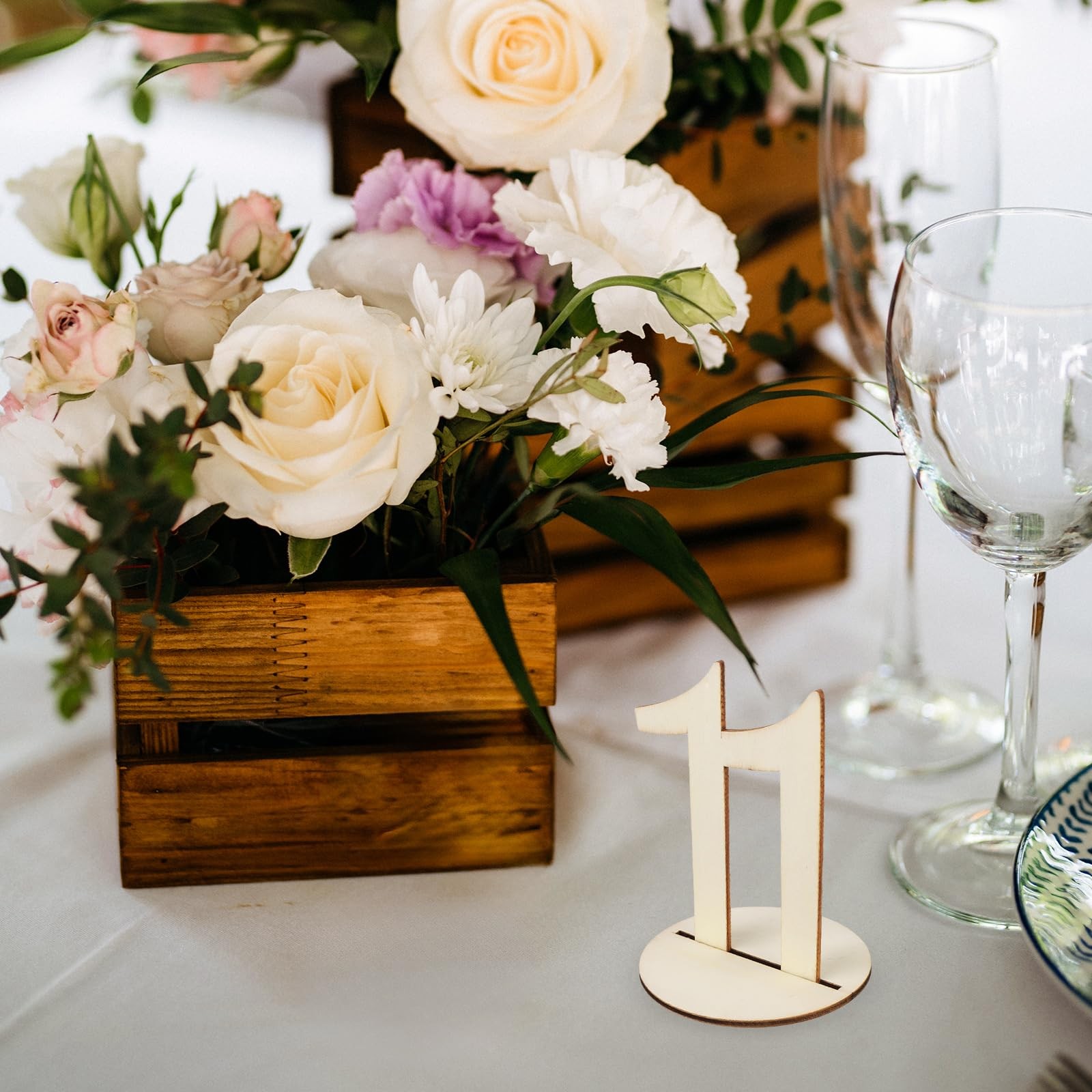 Wedding Table Numbers 1-20, Wooden Reusable Tabletop Signs with Stand for Wed…