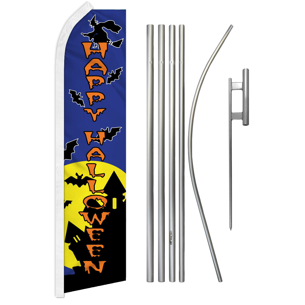 Happy Halloween Swooper Flutter Feather Advertising Flag Kit Halloween Store