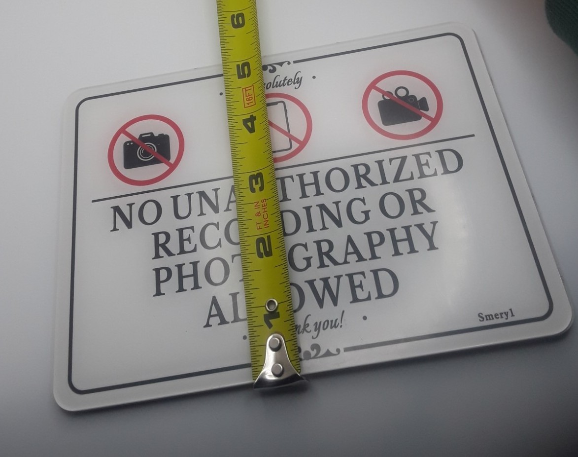 No Unauthorized Recording or Photography Allowed Acrylic Signs 7×5 2 Pack