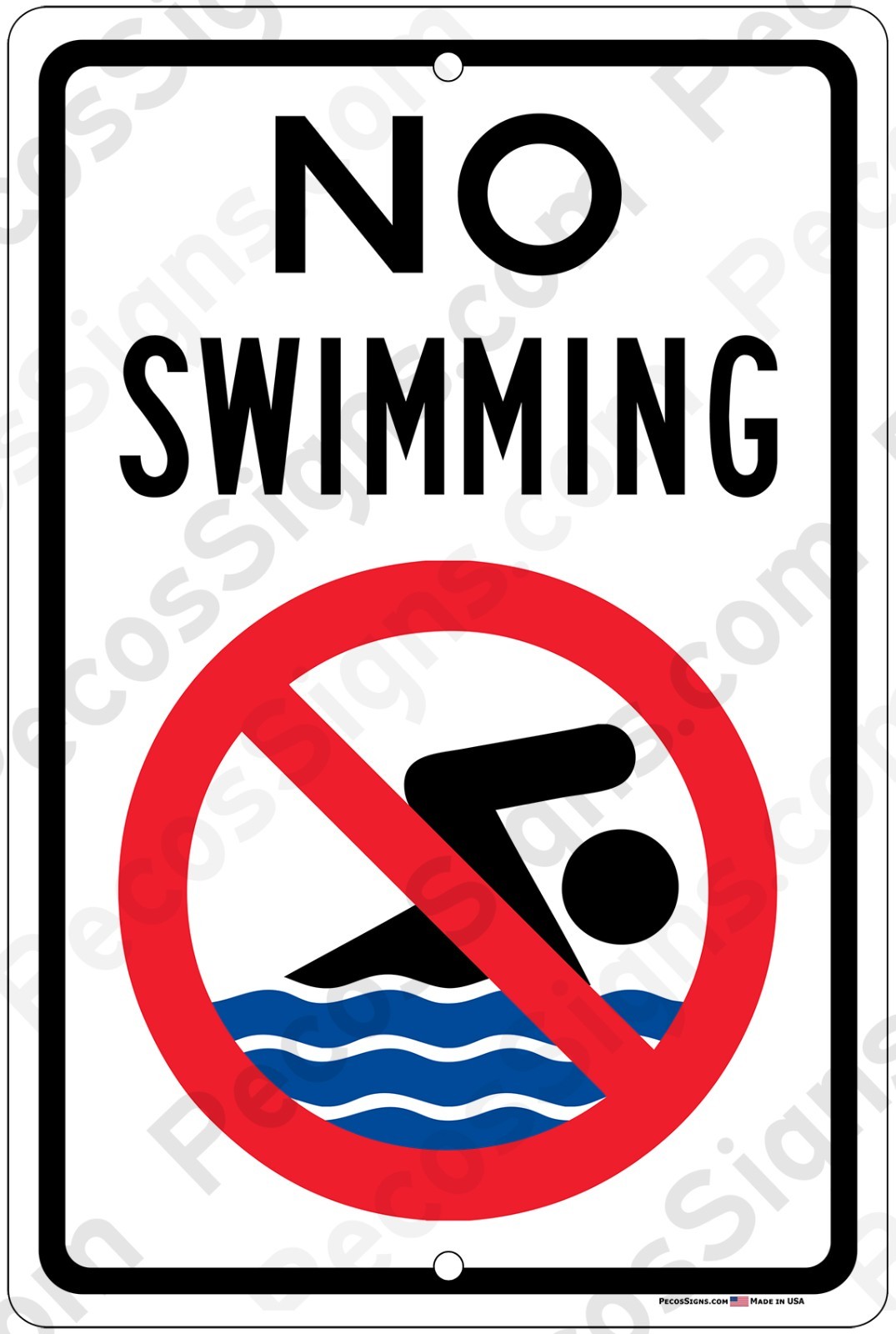 No Swimming 8″x12″ Aluminum Sign UV Protected Made in USA
