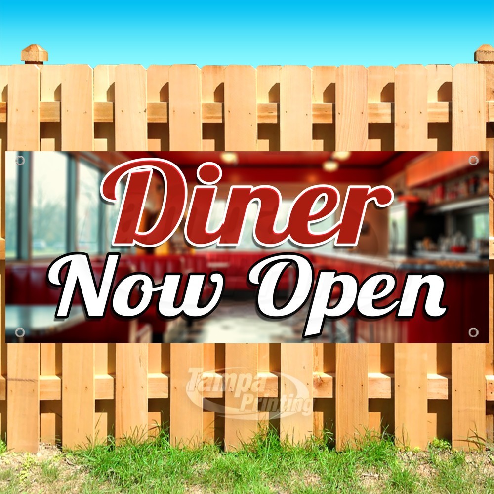 DINER NOW OPEN Advertising Restaurant Food Vinyl Banner Flag Sign USA SB11335