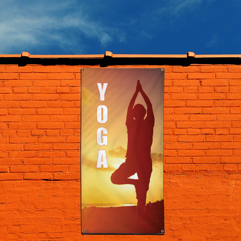 Vertical Vinyl Banner Multiple Sizes Yoga Weatherproof Industrial Yard Signs