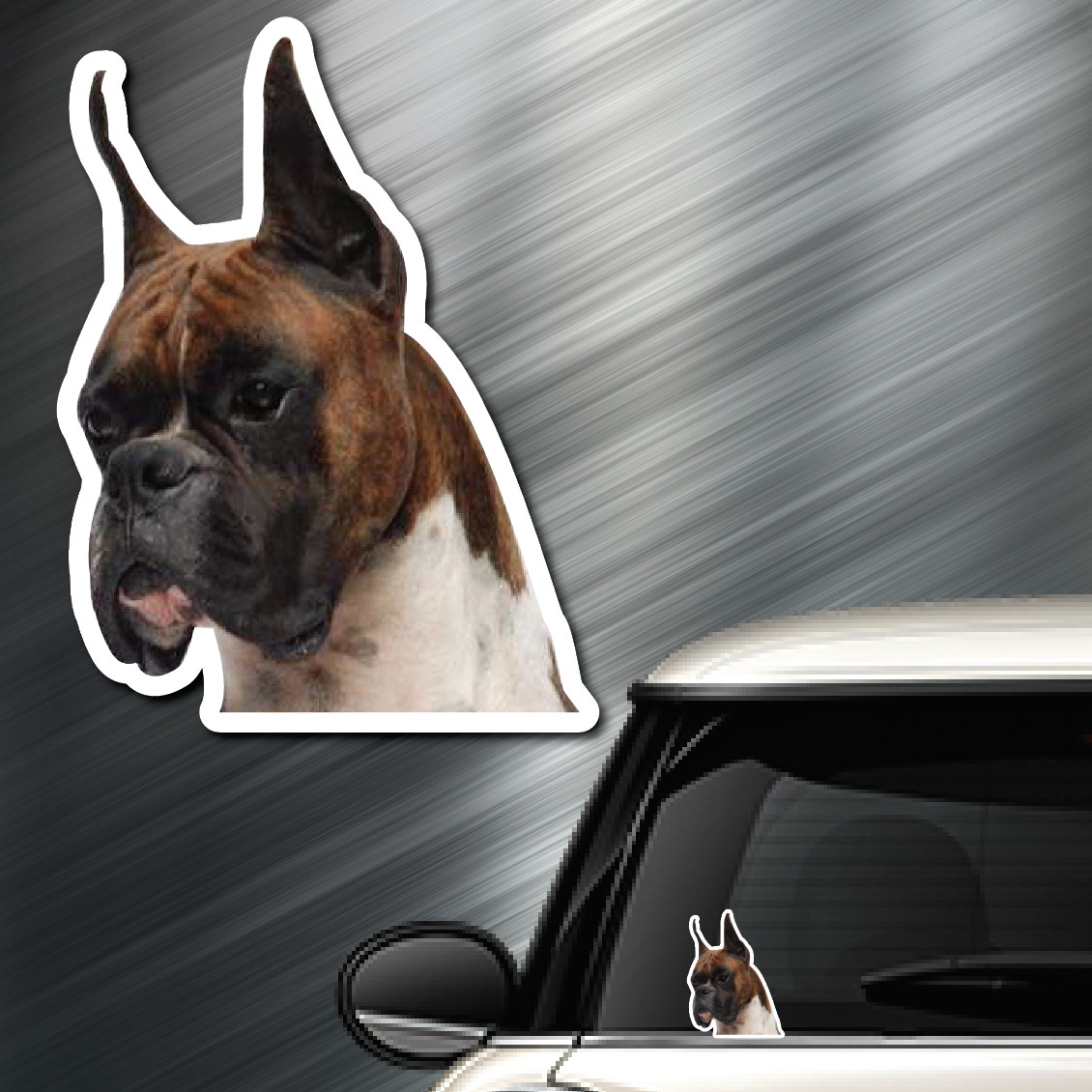 (1) BOXER DOG Peeper Sticker Window Peep Decal Car Auto puppy AKC 5″x3.7″ NEW