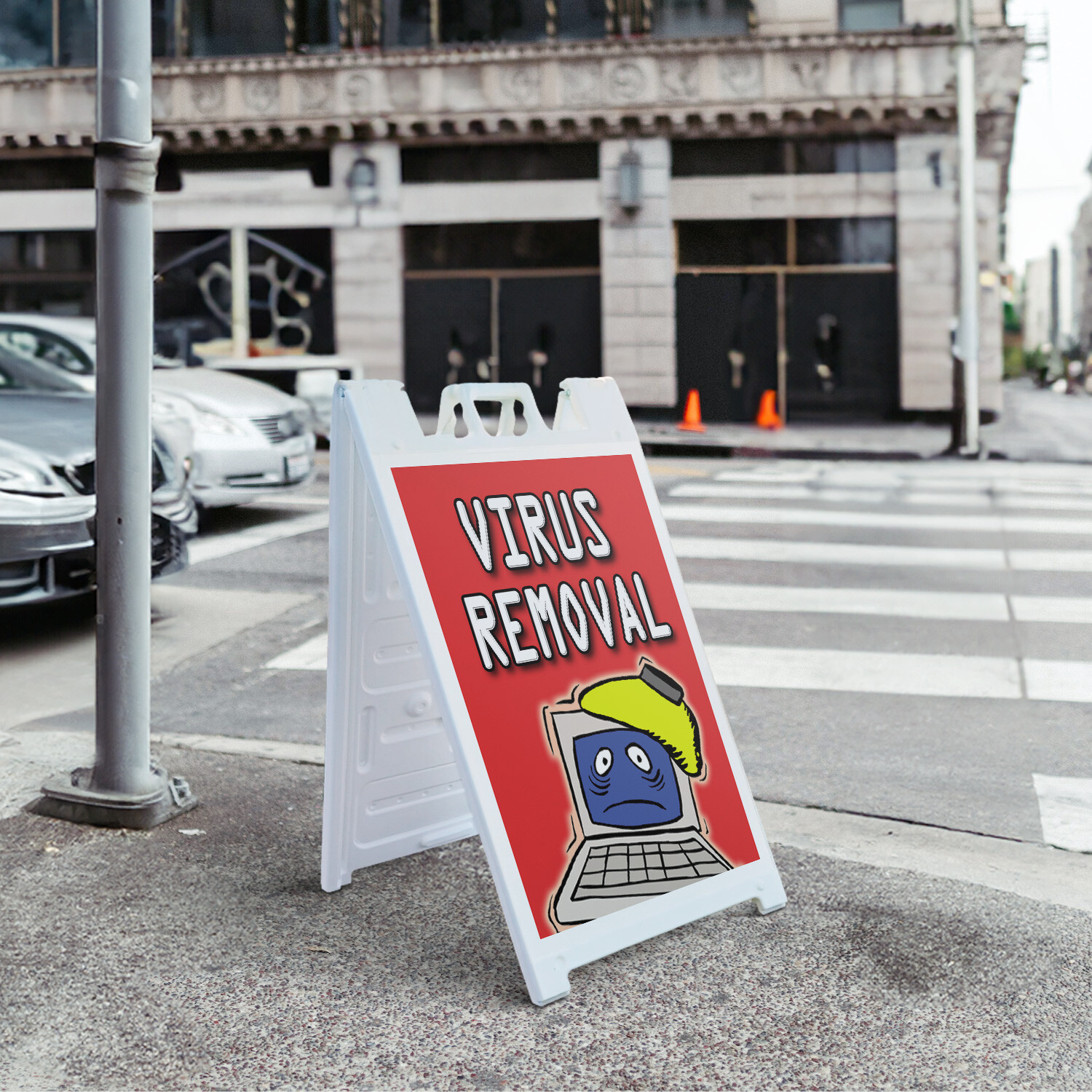 A-frame Sidewalk Virus Removal 24″ x 36″ Double Sided A-Frame Sidewalk Sign