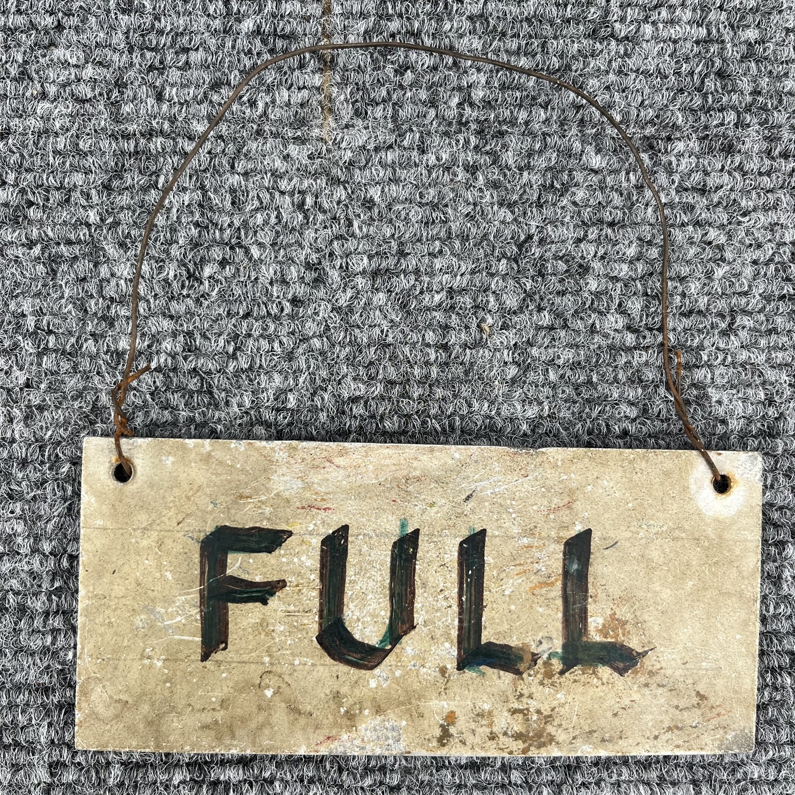 Vintage Double Sided Hand Painted Metal Empty Full Sign Rustic Hanging Display