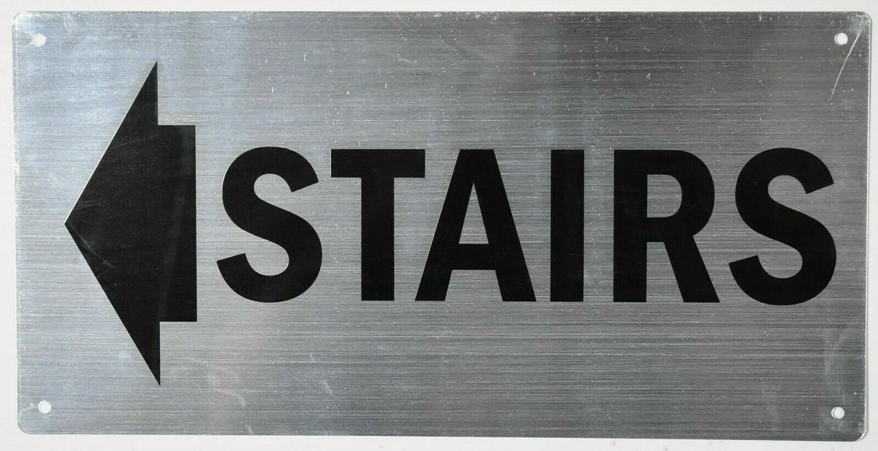 Stairs Arrow Left Sign (Silver, Rust Free,Aluminium 6×12)-ref0420
