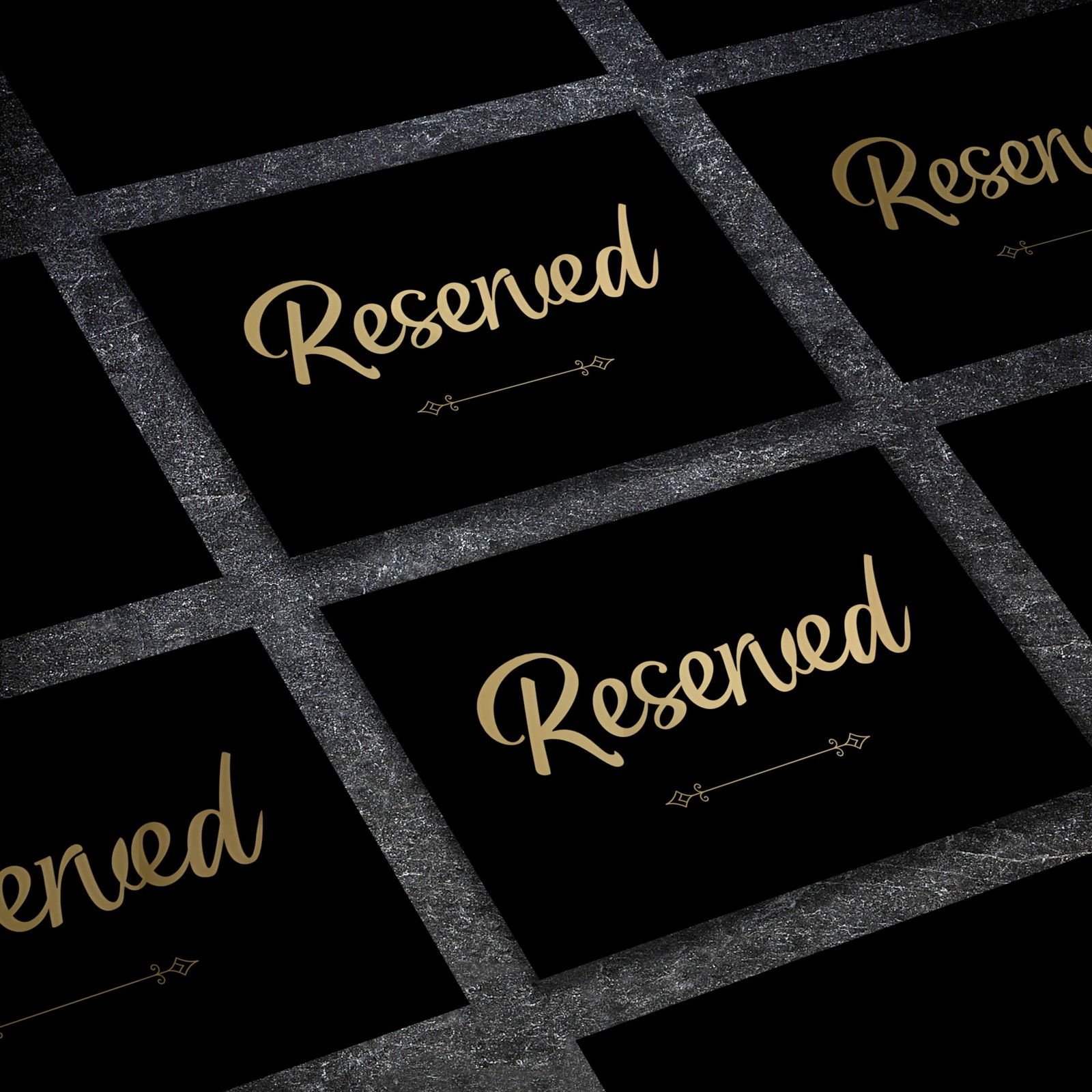12 PCS Gold Foil Reserved Signs With Stand Seating Signs Wedding Black