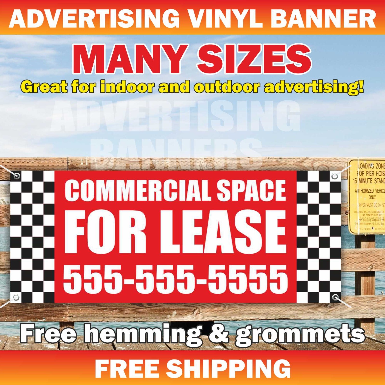 COMMERCIAL SPACE FOR LEASE Advertising Banner Vinyl Sign rent realtor office