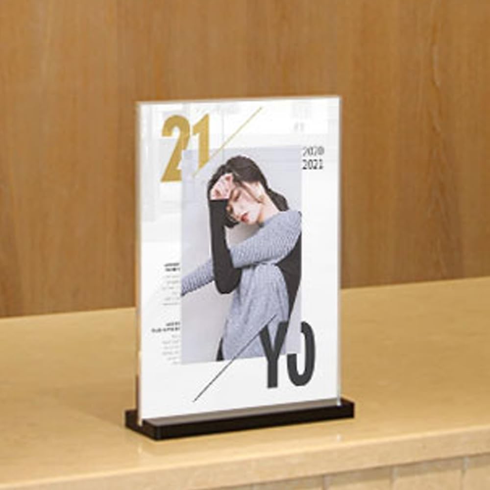 ECKEK 2 Pack Acrylic Sign Holder Menu Displays Double Sided Stand black