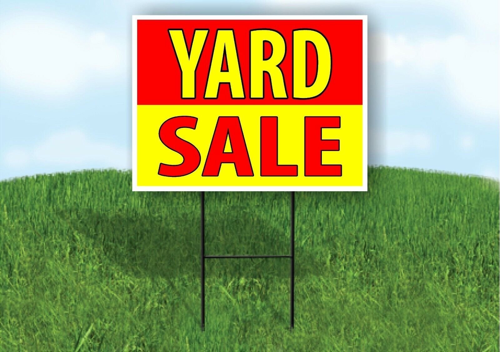 YARD SALE RED YELLOW Plastic Yard Sign ROAD SIGN with Stand